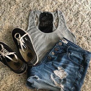Grey tank with lace back!